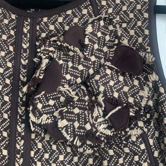 Sandra Angelozzi Brown/Cream Wool Blend A Line Dress - Picture 2 of 9